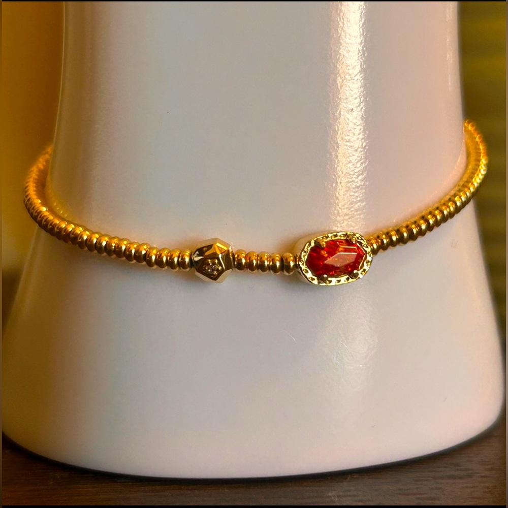 Kendra Scott Gold Grayson Red Opal Stretch Bracelet